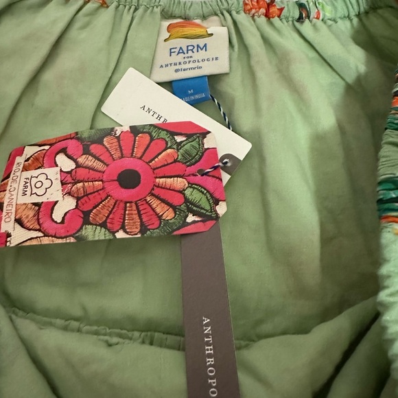 Farm Rio off the shoulder long sleeve tiered floral midi dress M NWT - Picture 3 of 4